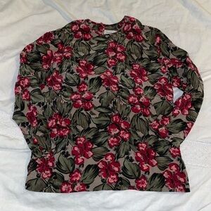Nora Noh Sz 4 vintage Floral wicked witchy Blouse 100% silk 80s 90s y2k goth